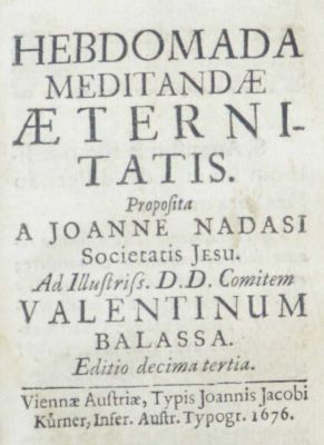 carte veche - Nádasi János, autor; Hebdomada meditandae