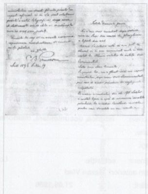 Penescu, C.B.; Scrisoare manuscris C.B. Penescu (Iași, 19 iulie 1896) adresată lui N. Gane (primar lași)