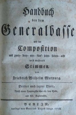 carte veche - Marpurg, Friedrich Wilhelm (autor); Handbuch bey dem Generalbasse und der Composition