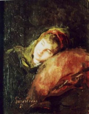 pictură - Grigorescu, Nicolae; Cap de femeie pe pernă