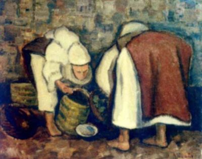 pictură - Ghiață, Dumitru; Două țărănci la piață