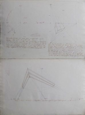 schiță - Tattarescu, Gheorghe; Studiu de perspectivă - cornișa și cub