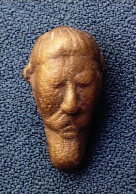 statuetă; cap de bărbat cu barbă