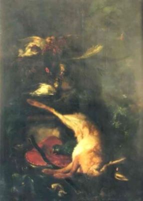 pictură - Tamm, Franz Werner, zis Dapper; Păsări și iepure mort; pandant; Păsări moarte cu cocoș de munte