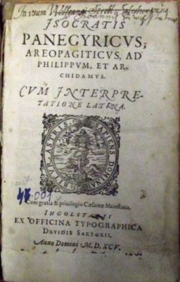 carte veche - ISOCRATIS; Panegyricus areopagiticus