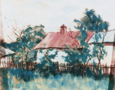 desen - Luchian, Ștefan; Peisaj cu casă și pomi