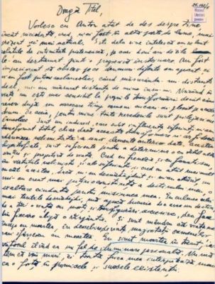 scrisoare - Cioran, Emil; Expediată din Berlin unde Emil Cioran studia filozofia ca bursier Humboldt în anii 1933-1935