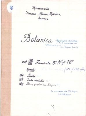 manuscris - Marian, Simion Florea; Botanică poporană: vol. VIII, fascicola 3: specii: Trestia, Iarba vîntului, Părul zînelor sau Năgara