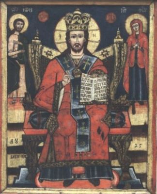 icoană pe lemn - Barbu Zugrav; Iisus Hristos mare învățător