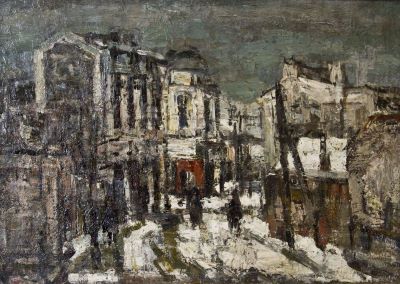 pictură de șevalet - Padina, Alexandru Moser; Peisaj urban cu stradă
