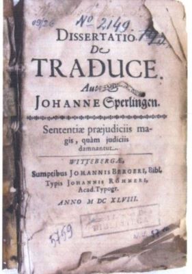 carte - Sperling, Johannes; Disertatio de Traduce