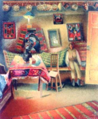 pictură - Phoebus, Alexandru; Interior românesc la Sâmbăta de Sus