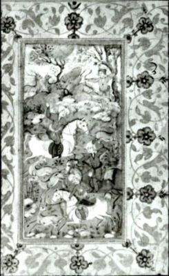 miniatură; Scenă de vânătoare