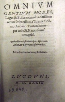 carte veche - A IOANNE BOE / MUS, AUBANUS TEUTONICUS; Omnium gentium mores
