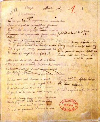 manuscris - Eminescu, Mihai; Versuri