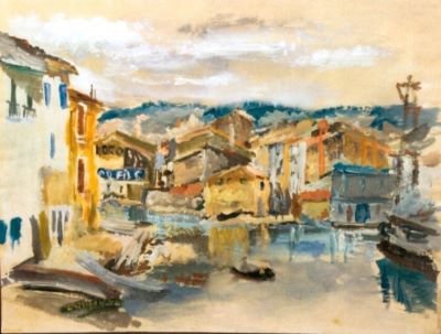 pictură - Grigorescu, Lucian; Case în port (Martignes)