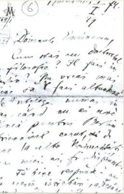 scrisoare - Maiorescu, Titu; Titu Maiorescu către Mihai Eminescu