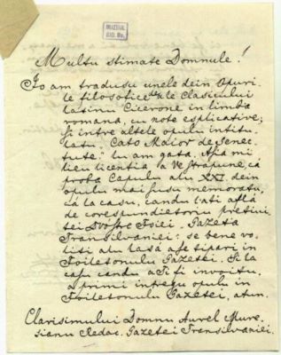 scrisoare - Liviu, Andrei; Andrei Liviu către Mureșianu Aurel