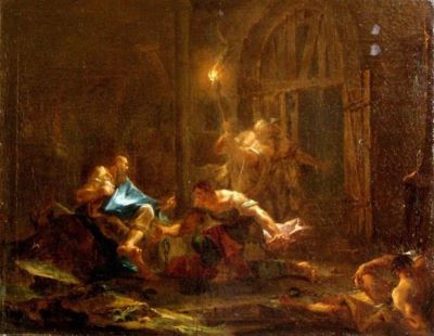 pictură - Troger, Paul; Socrate în închisoare; pandant: Sfântul Petru tămăduind un bolnav
