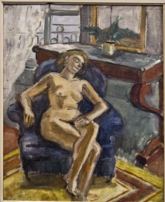 pictură de șevalet - Pallady, Theodor; Nud pe fotoliu albastru