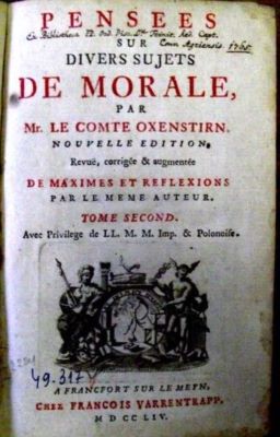 carte veche - Par M(onsieu)r Le Comte Oxenstirn; Pensee sur divers sujets de morale, de maximes et reflections