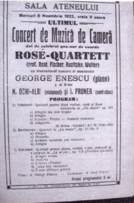 Afiș-program concert Rose-Quartett