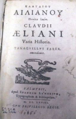 carte veche - Claudius Aelianus; Varia Historia = Poikili isthoria