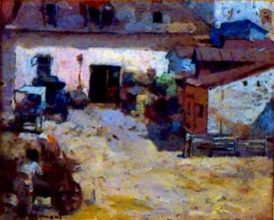 pictură - Vermont, Nicolae; Curte interioară