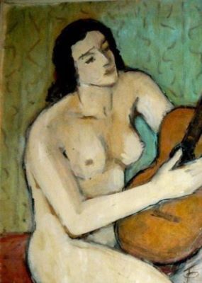 pictură - Pallady, Theodor; Nud cu chitară