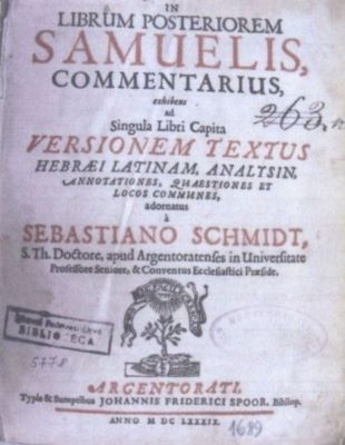 carte - Schmidt, Sebastian; In librum posteriorem Samuelis Commentarius