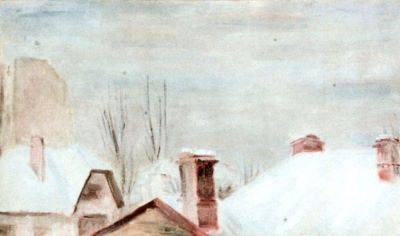 pictură - Sturdza-Slătineanu, Sandra; Acoperișuri sub zăpadă