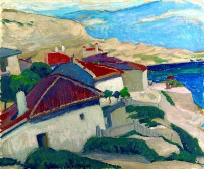 pictură de șevalet - Biju, Leon Alexandru; Case la Balcic
