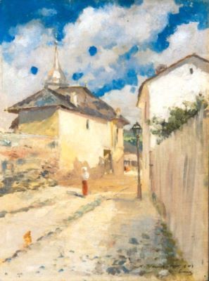 pictură - Vermont, Nicolae; Case la Câmpulung