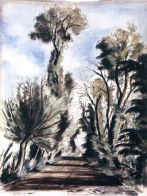 acuarelă - Dignimont, André; Alee într-un parc