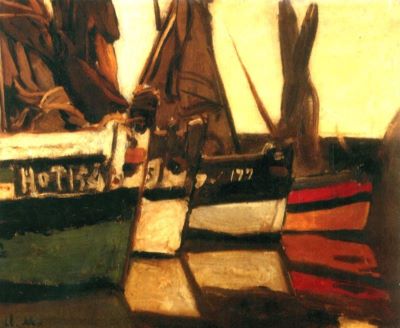 pictură - Monet, Claude-Oscar; Bateaux de peche, Honfleur/Bărci de pescari la Honfleur