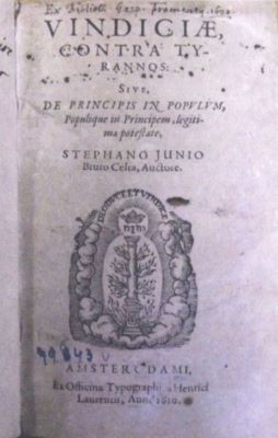 carte - Stephano Junio Bruto Celta [Etienne Junius Brutus]; Vindiciae, contra tyranno