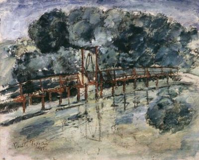 pictură - Popescu, Vasile; Peisaj cu pod