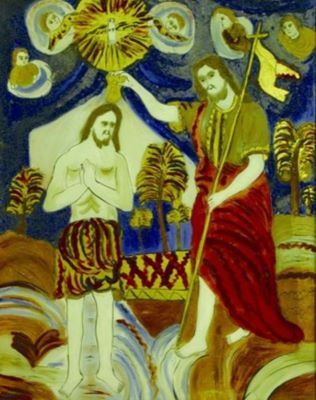 icoană - Prodan, Maria; Botezul lui Iisus
