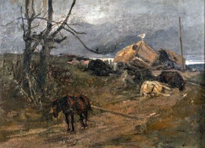 pictură de șevalet - Stoica Dumitrescu, Ion; Retragerea 1916
