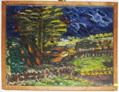 tablou - Țuculescu, Ion; Peisaj cu arbore și totem