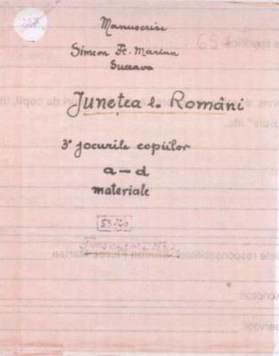 manuscris - Marin, Sorin Florea; Junețea la români, fascicola 2. Jocurile copiilor. A-d; materiale