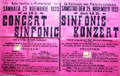 Tipografia Progresul; Afiș al concertului simfonic organizat de „Asociația de Muzică și Cântări germane 1863”
