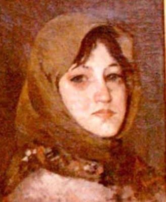 pictură - Andreescu, Ion; Țărancă cu broboadă verde