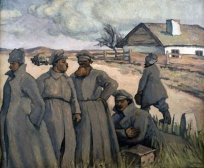 pictură de șevalet - Ressu, Camil; Soldați ruși în repaus (1917)