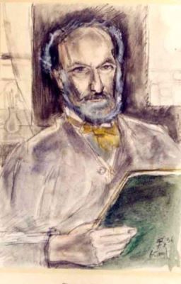 pictură - Pallady, Theodor; Autoportret desenând