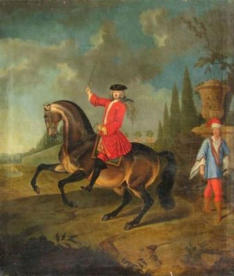 pictură - Hamilton, Johann Georg Von; Călăreț cu cravașa ridicată