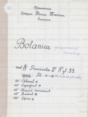 manuscris; Botanica poporană română vol. IV, fascicola 2, specii: Călinul, Caprifoiul, Scaiul voinicesc, Ruinul, Sipica