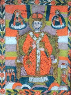 icoană pe sticlă - Purcariu, Matei (Țimforea); Sfântul Ierarh Nicolae