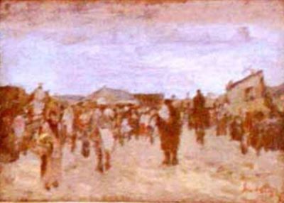 pictură - Andreescu, Ion; Târg în preajma Buzăului