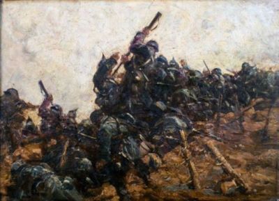 acuarelă - Lăzărescu, Emilian; Lupta de la Mărășești